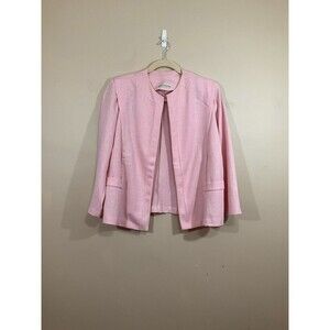 VTG Womens Open Front Blazer Jacket 18 Pink Minimalist Barbie Femme Preppy 90s